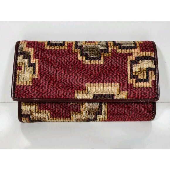 Patricia Nash Terresa Trifold Clutch Wallet Red Peruvian Tapestry 7.5x4.5x1.5 - Picture 1 of 6